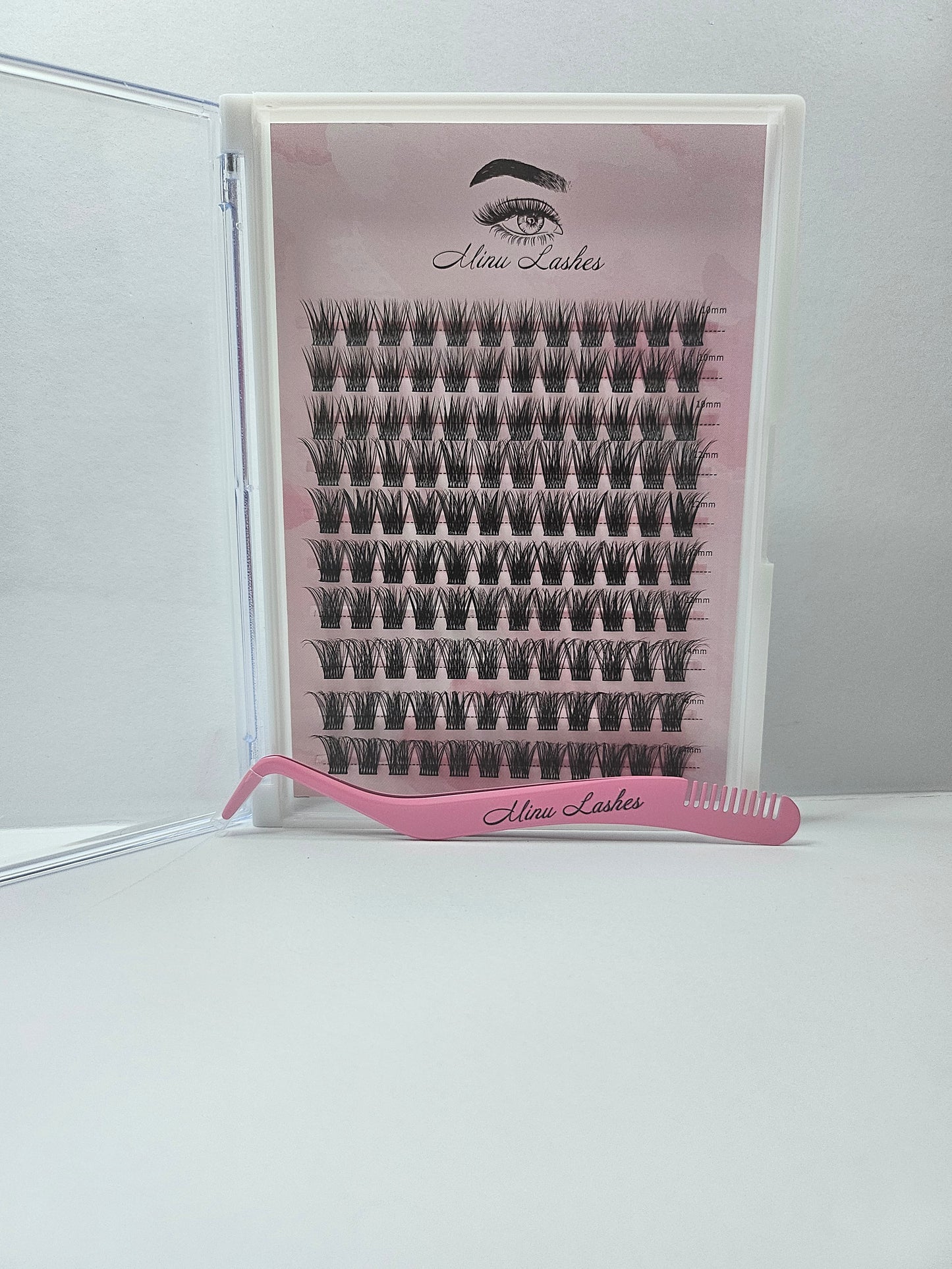 DIY Lash Extension Kit – Large Cluster Tray + Tweezer 4 Styles 10 12 14mm