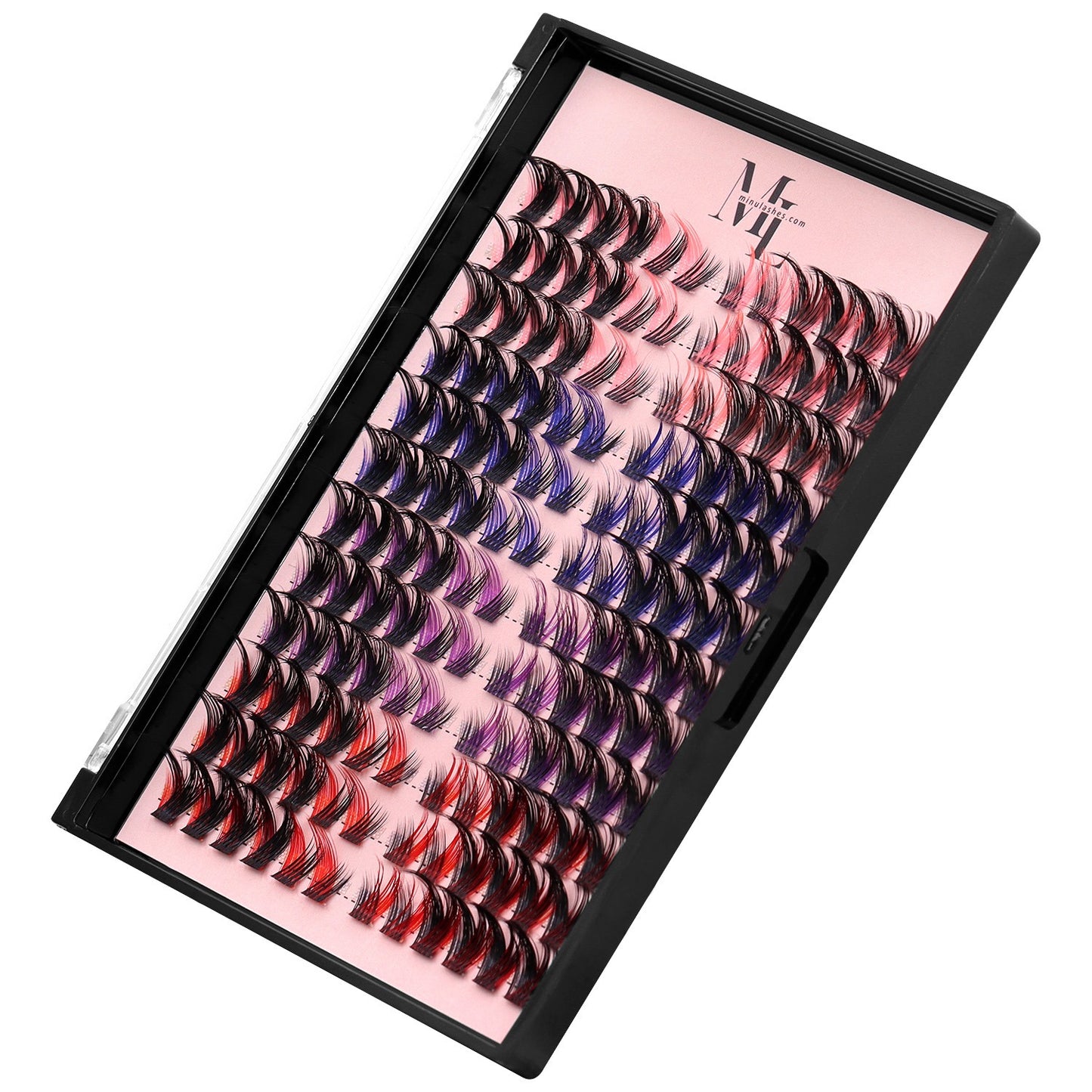 DIY Lash Clusters D-Curl Mix โ Black with Color Accents (Red, Purple, Pink & Blue) by MinuLashes