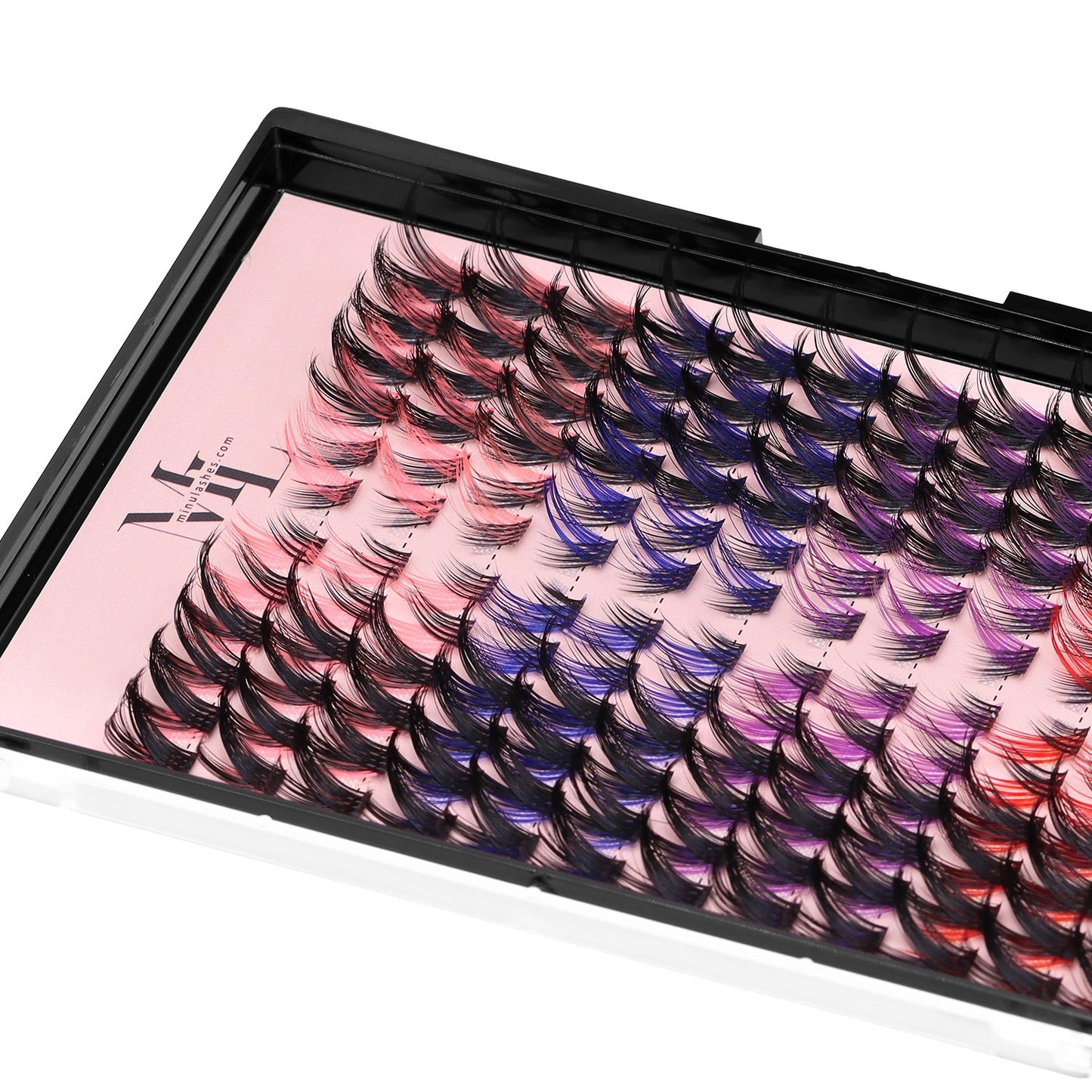 DIY Lash Clusters D-Curl Mix โ Black with Color Accents (Red, Purple, Pink & Blue) by MinuLashes