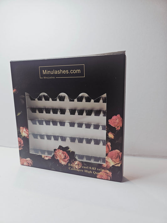 Natural Foxy LD Curl Cashmere Cluster Lashes – Paper Box 8–16mm
