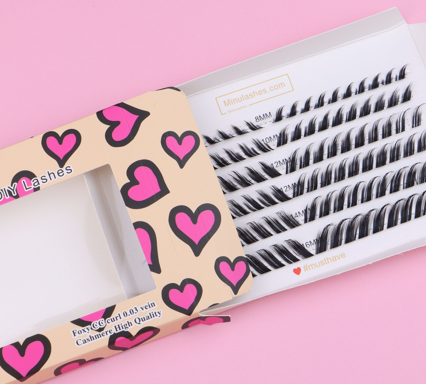 Cashmere Curl CC  DIY Cluster Lashes – At Home Salon Quality 8 10 12 14 16mm by MinuLashes